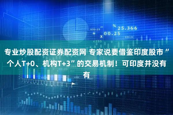 专业炒股配资证券配资网 专家说要借鉴印度股市“个人T+0、机构T+3”的交易机制！可印度并没有