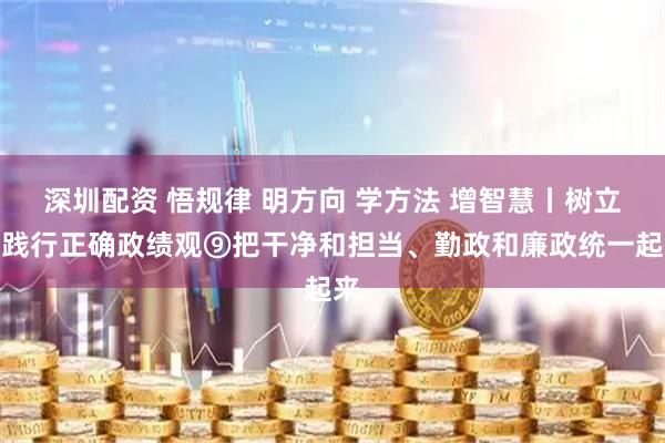 深圳配资 悟规律 明方向 学方法 增智慧丨树立和践行正确政绩观⑨把干净和担当、勤政和廉政统一起来